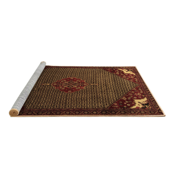 Sideview of Machine Washable Persian Brown Traditional Rug, wshtr1964brn