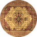 Round Persian Brown Traditional Rug, tr1965brn