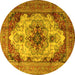 Round Machine Washable Persian Yellow Traditional Rug, wshtr1965yw