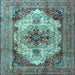 Square Machine Washable Persian Light Blue Traditional Rug, wshtr1965lblu