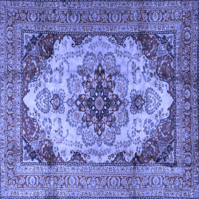 Square Machine Washable Persian Blue Traditional Rug, wshtr1965blu