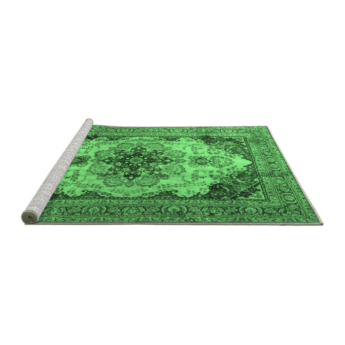 Sideview of Machine Washable Persian Emerald Green Traditional Area Rugs, wshtr1965emgrn