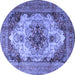 Round Machine Washable Persian Blue Traditional Rug, wshtr1965blu