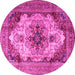 Round Machine Washable Persian Pink Traditional Rug, wshtr1965pnk