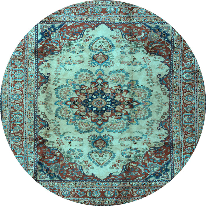 Round Persian Light Blue Traditional Rug, tr1965lblu