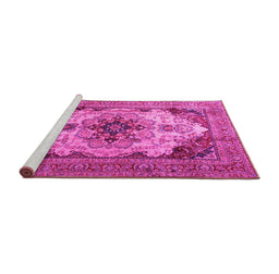 Sideview of Machine Washable Persian Pink Traditional Rug, wshtr1965pnk