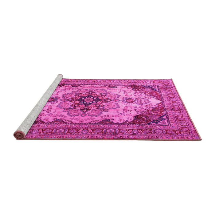 Sideview of Machine Washable Persian Pink Traditional Rug, wshtr1965pnk
