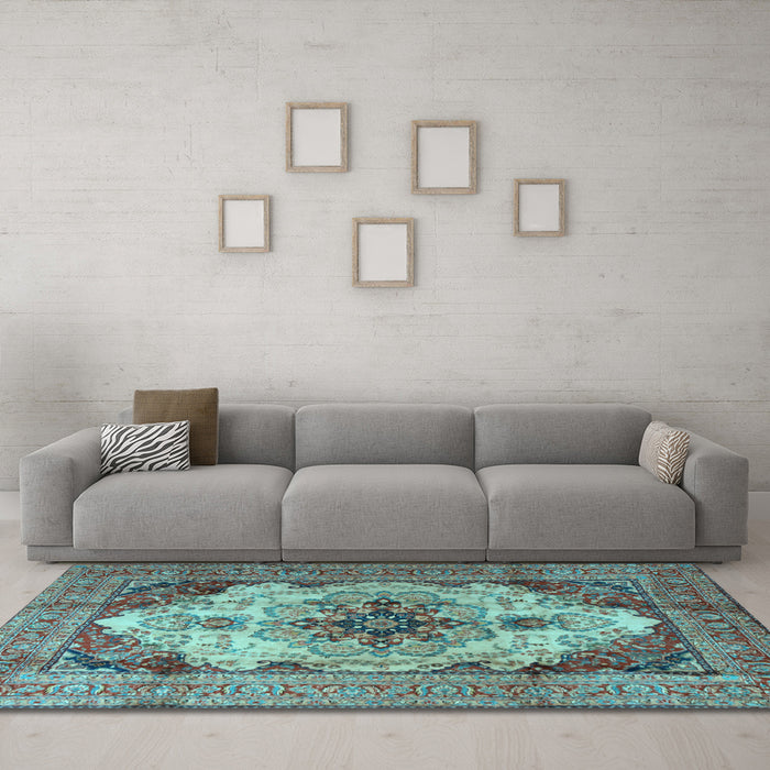 Machine Washable Persian Light Blue Traditional Rug in a Living Room, wshtr1965lblu