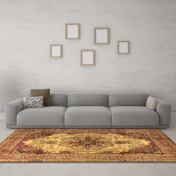 Machine Washable Persian Brown Traditional Rug in a Living Room,, wshtr1965brn