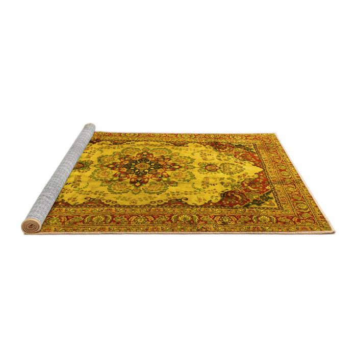 Sideview of Machine Washable Persian Yellow Traditional Rug, wshtr1965yw
