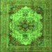 Round Machine Washable Persian Green Traditional Area Rugs, wshtr1965grn