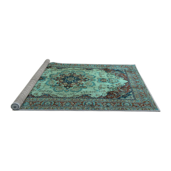 Sideview of Machine Washable Persian Light Blue Traditional Rug, wshtr1965lblu