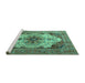 Sideview of Machine Washable Persian Turquoise Traditional Area Rugs, wshtr1965turq