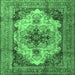 Square Machine Washable Persian Emerald Green Traditional Area Rugs, wshtr1965emgrn