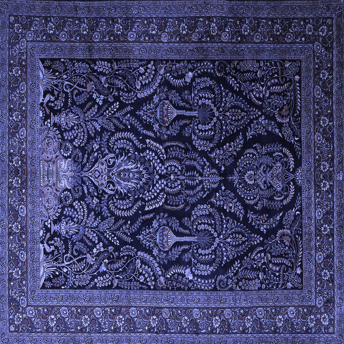 Square Machine Washable Persian Blue Traditional Rug, wshtr1966blu