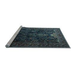 Sideview of Machine Washable Persian Light Blue Traditional Rug, wshtr1966lblu