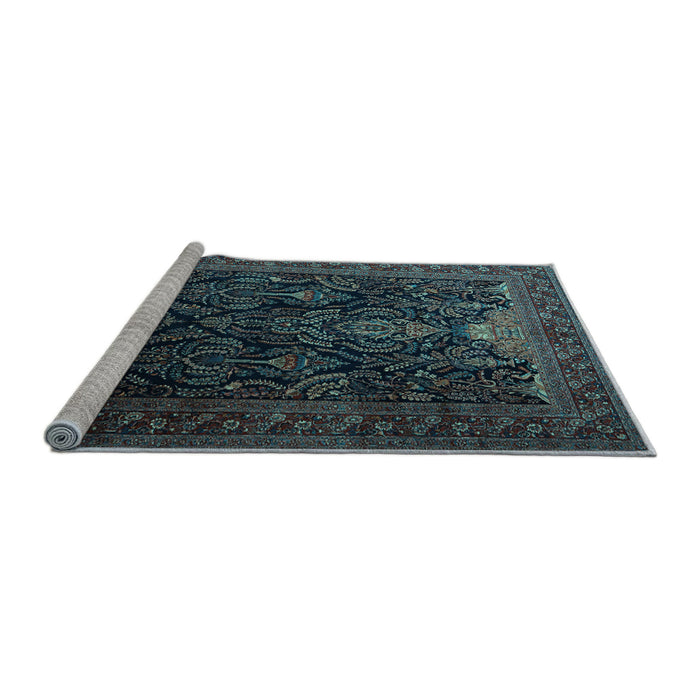 Sideview of Machine Washable Persian Light Blue Traditional Rug, wshtr1966lblu