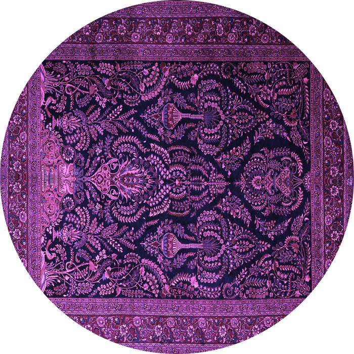 Round Machine Washable Persian Purple Traditional Area Rugs, wshtr1966pur