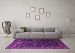 Machine Washable Persian Purple Traditional Area Rugs in a Living Room, wshtr1966pur