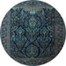 Round Machine Washable Persian Light Blue Traditional Rug, wshtr1966lblu