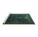 Sideview of Machine Washable Persian Turquoise Traditional Area Rugs, wshtr1966turq