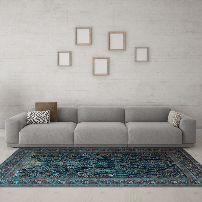 Machine Washable Persian Light Blue Traditional Rug in a Living Room, wshtr1966lblu