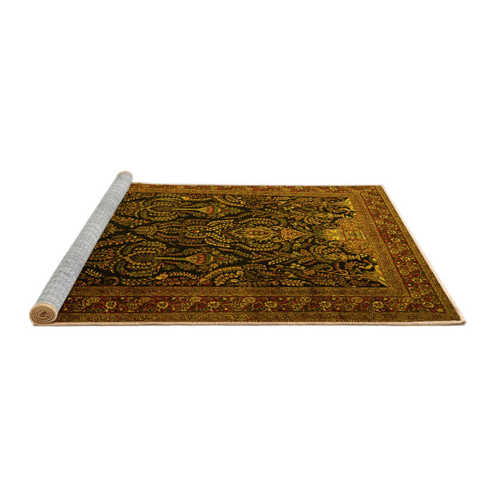 Sideview of Machine Washable Persian Yellow Traditional Rug, wshtr1966yw