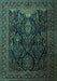 Machine Washable Persian Turquoise Traditional Area Rugs, wshtr1966turq