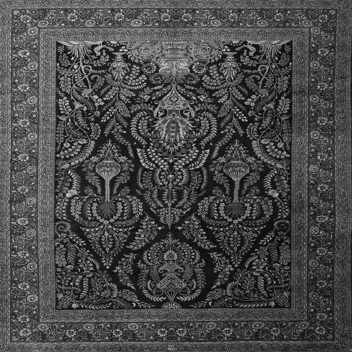 Round Machine Washable Persian Gray Traditional Rug, wshtr1966gry
