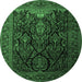 Round Persian Emerald Green Traditional Rug, tr1966emgrn