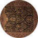 Round Machine Washable Persian Brown Traditional Rug, wshtr1966brn