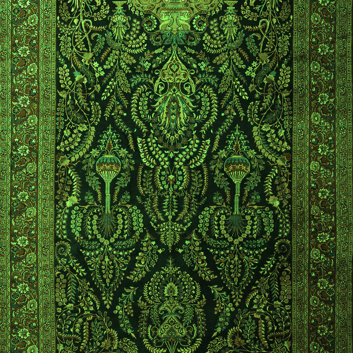 Serging Thickness of Machine Washable Persian Green Traditional Area Rugs, wshtr1966grn