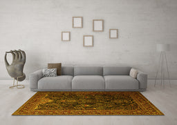 Machine Washable Persian Yellow Traditional Rug in a Living Room, wshtr1966yw