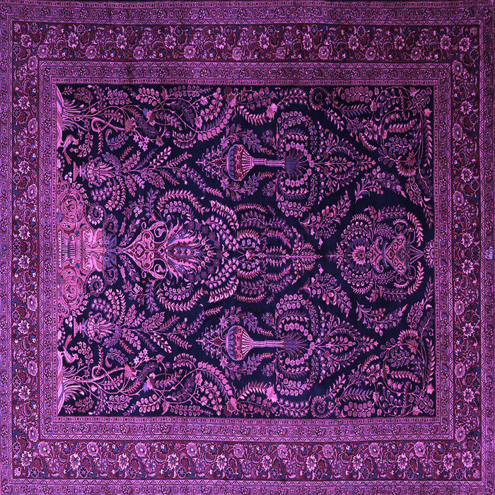 Square Machine Washable Persian Purple Traditional Area Rugs, wshtr1966pur