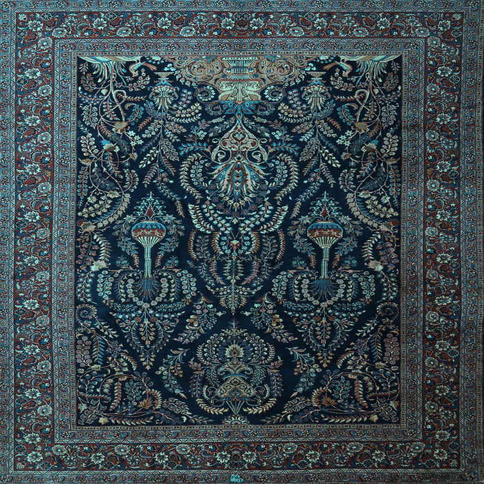 Square Machine Washable Persian Light Blue Traditional Rug, wshtr1966lblu