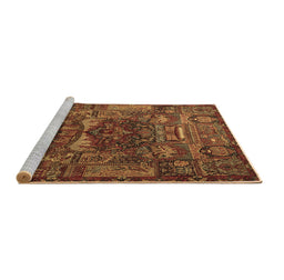 Sideview of Machine Washable Animal Brown Traditional Rug, wshtr1967brn