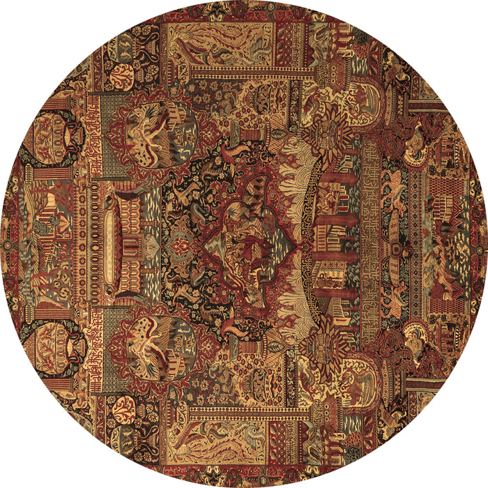 Round Machine Washable Animal Brown Traditional Rug, wshtr1967brn