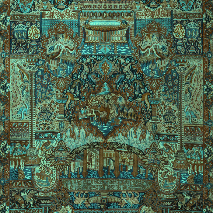 Machine Washable Animal Turquoise Traditional Area Rugs, wshtr1967turq