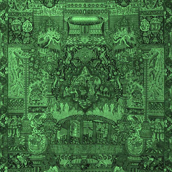 Machine Washable Animal Emerald Green Traditional Area Rugs, wshtr1967emgrn