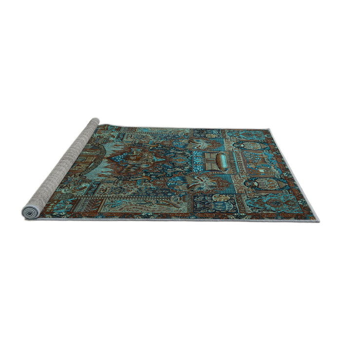 Sideview of Machine Washable Animal Light Blue Traditional Rug, wshtr1967lblu