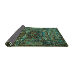 Sideview of Animal Turquoise Traditional Rug, tr1967turq
