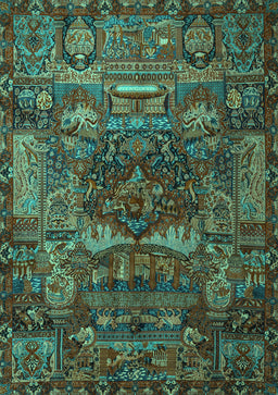 Animal Turquoise Traditional Rug, tr1967turq