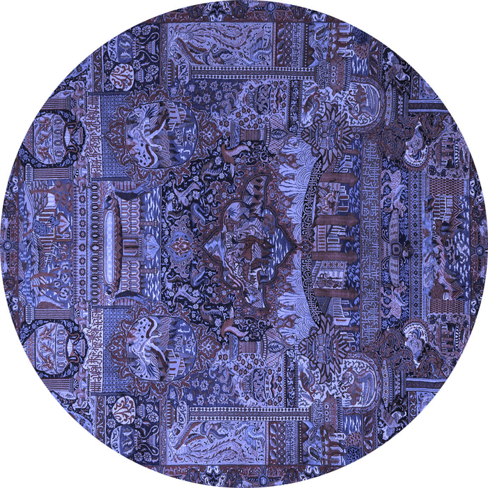 Round Animal Blue Traditional Rug, tr1967blu