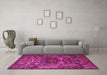 Machine Washable Animal Pink Traditional Rug in a Living Room, wshtr1967pnk