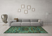 Machine Washable Animal Turquoise Traditional Area Rugs in a Living Room,, wshtr1967turq