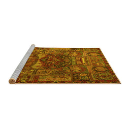 Sideview of Machine Washable Animal Yellow Traditional Rug, wshtr1967yw