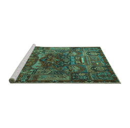 Sideview of Machine Washable Animal Turquoise Traditional Area Rugs, wshtr1967turq