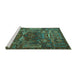 Sideview of Machine Washable Animal Turquoise Traditional Area Rugs, wshtr1967turq