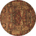 Round Animal Brown Traditional Rug, tr1967brn