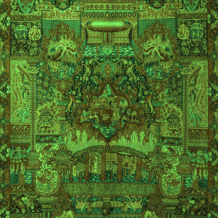 Animal Green Traditional Rug, tr1967grn